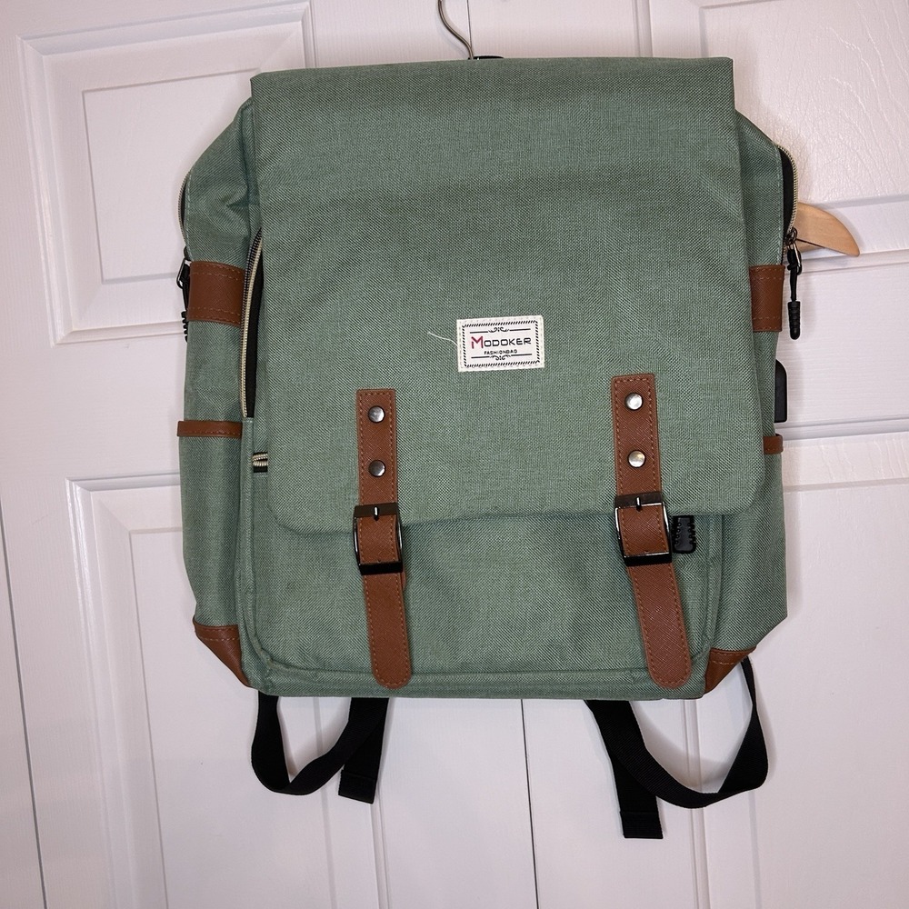 Modoker Fashionbag‎ 15 inch Laptop Backpack Seafoam Green Brown